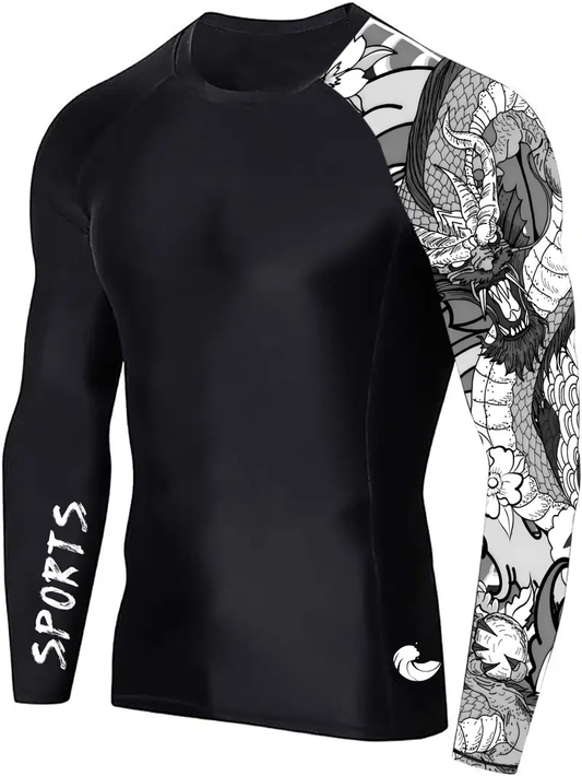 Men's Long Sleeve Unique Design Rash Guard Shirt